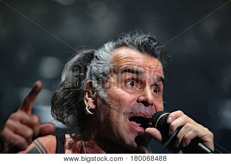 Padua Padova, Pd, Italy - March 29, 2017: Piero Pelu The Vocalist Of Litfiba An Italian Rock Band On