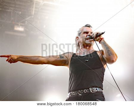 Padua Padova, Pd, Italy - March 29, 2017: Piero Pelu The Vocalist Of Litfiba An Italian Rock Band On