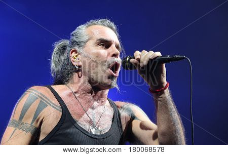 Padua Padova, Pd, Italy - March 29, 2017: Piero Pelù The Vocalist Of Litfiba An Italian Rock Band On