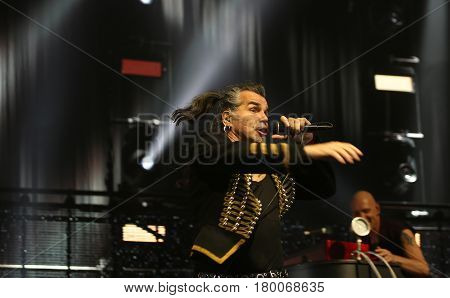 Padua Padova, Pd, Italy - March 29, 2017: Piero Pelu The Vocalist Of Litfiba An Italian Rock Band On