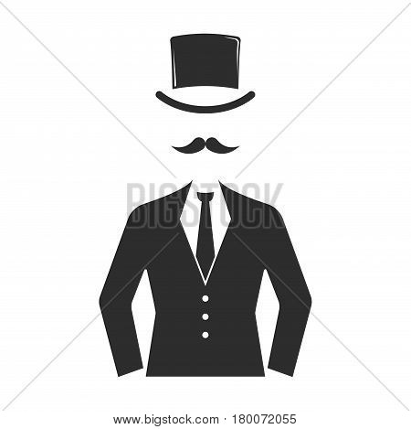 Vintage style design hipster gentleman symbol vector illustration antique graphic design retro element. Premium quality man shop classic fashion moustache club barber sign black silhouette.