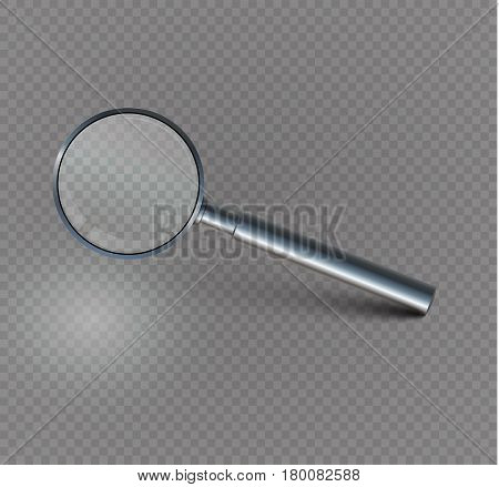 Magnifying glass isolated on a transparent background.set. The reflection of light and glare.Beautiful black handle.For those who have difficulty seeing.vector illustration.