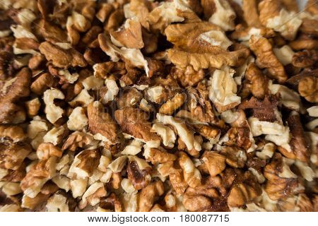 Lots of walnut kernels (organic peeled nuts)