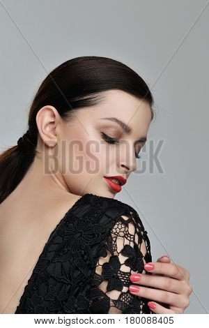Portrait Of A Girl In A Half-turn With Evening Make-up