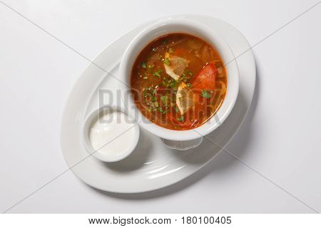 Homemade Meat Soup, Solyanka Or Saltwort.