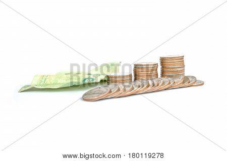selective focus money growing concept - Business success concept isolate white background