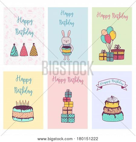 Set of birthday and holiday cards. vector illustration