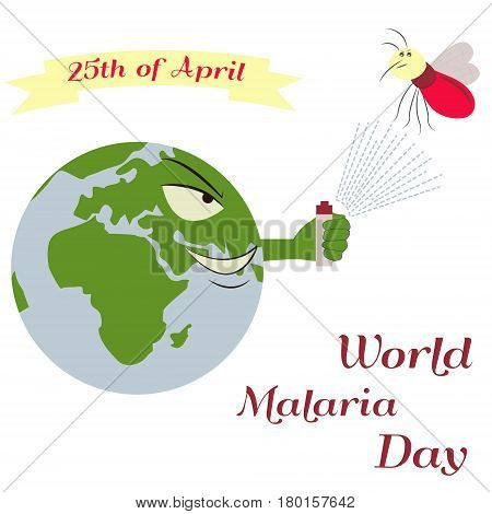 Flat Illustration of the planet and mosquito for the World Malaria Day