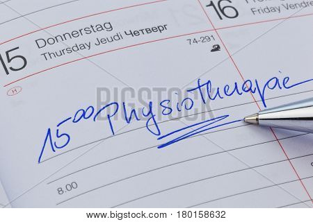 entry to the calendar: physiotherapy