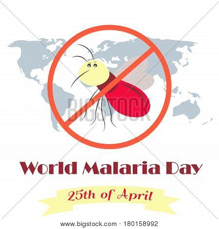 Flat Illustration of the planet and mosquito for the World Malaria Day