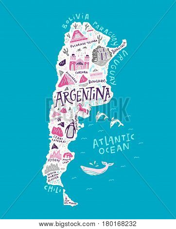 The cartoon man with the symbols of an Argentina vector illustration.