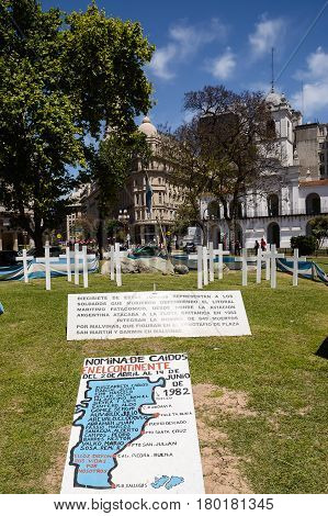 Buenos Aires Argentina - October 30 2016: Memorial of the fallen in the war for the Malvinas in 1982 in Buenos Aires