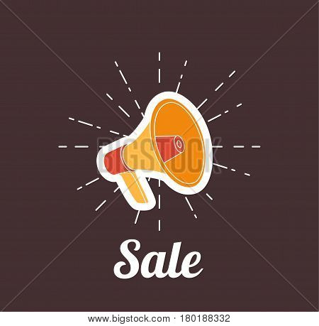Sale banner with loudspeaker or megaphone in retro pop art style. Vector illustration. Icon of loud-hailer in pop art style with bomb explosive background.