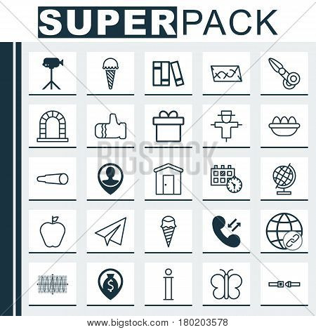 Set Of 25 Universal Editable Icons. Can Be Used For Web, Mobile And App Design. Includes Elements Such As Bookshelf, Mitten, Moth And More.