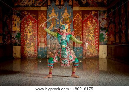 THAILAND KHON Charecter in Ramayana story masked traditional dance best of Thailand.