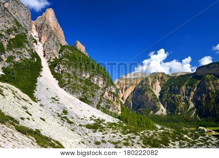 Mountain landscape in Fanes Nature Park - Italian Alps