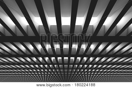 Lighting futuristic architecture background. Abstract architectural building of the future. 3D rendering.