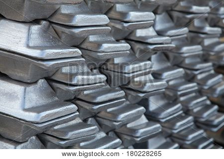 a stack of aluminum casting in stock for background use