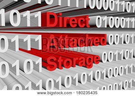 Direct attached storage in the form of binary code, 3D illustration
