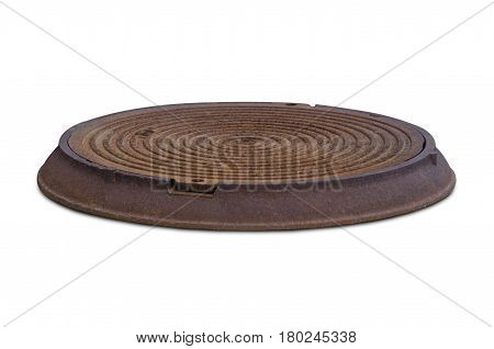 Metal rusty hatch on a white background axonometry