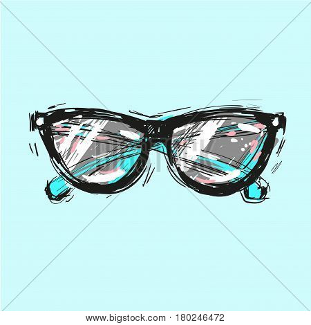 Sunglasses wih light reflection vector illustration fashion art