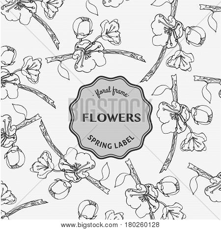 Flowers of the apple blossoms in vintage style.