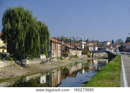 Bernate town along Naviglio Grande of Turbigo (Milan Italy)