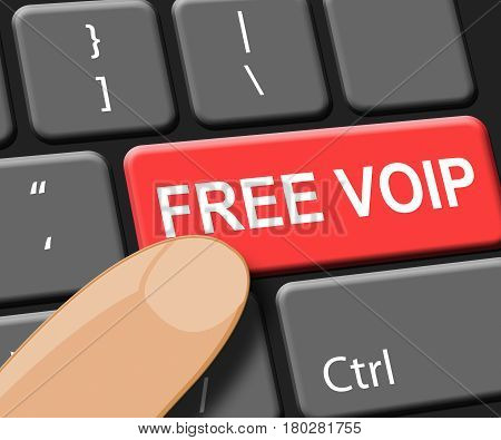 Free Voip Key Shows Internet Voice 3D Illustration