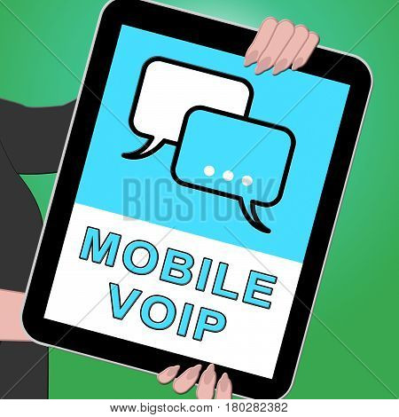 Mobile Voip Key Showing Broadband Telephony 3D Illustration