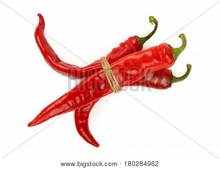Bunch Of Red Hot Chili Peppers Isolated On White