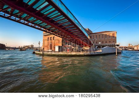 Constitution Bridge and Ferrovia Station in Venice Italy