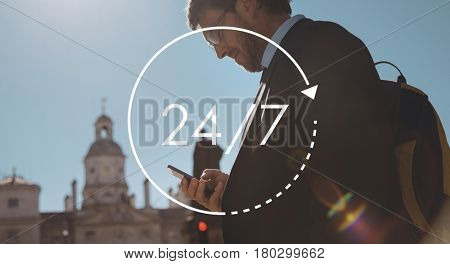 24/7 all day all night icon illustration