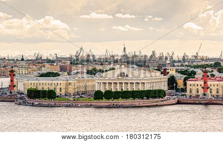 View of the Vasilyevsky Island in Saint Petersburg, Russia