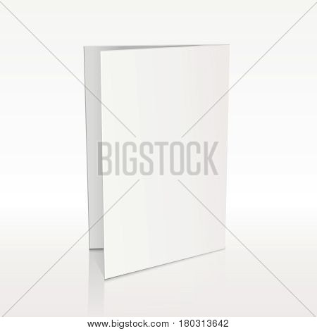 Blank folder white leaflet vector 3D mockup. Bend card flyer for business presentation illustration