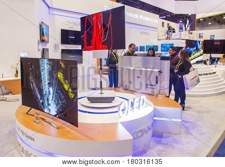 LAS VEGAS - JAN 08 : The Konka booth at the CES show held in Las Vegas on January 08 2017 CES is the world's leading consumer-electronics show.