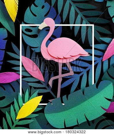 Flamingo Nature Papercraft Leaves Plants