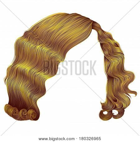 trendy woman hairs  kare bright yellow color . beauty fashion . retro style curls . realistic 3d .
