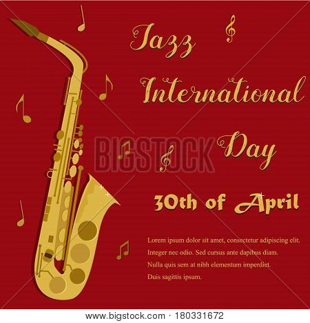 Red background with bright yellow saxophone for the Jazz Internationl Day