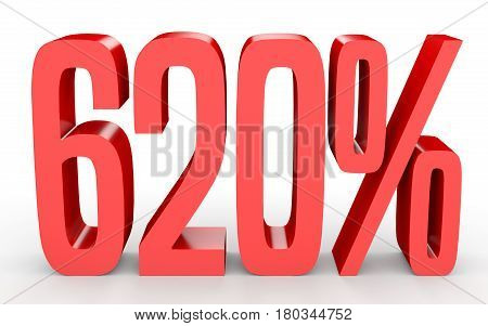 Six Hundred And Twenty Percent. 620 %. 3D Illustration.