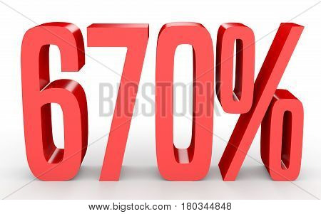 Six Hundred And Seventy Percent. 670 %. 3D Illustration.