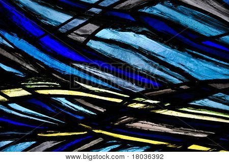 Ventana de cristal de plomo de azul y amarillo
