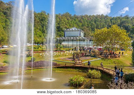 Chiang Mai, Thailand - December 29, 2016: Queen Sirikit Botanic garden near Chiang Mai, Thailand