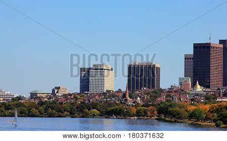 Boston, Massachusetts, USA. Boston Harbor view at September 2016.