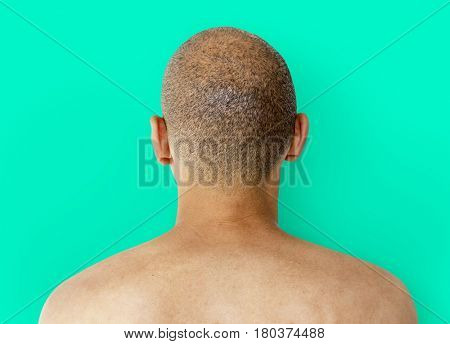 A Man Back View with Skinhead