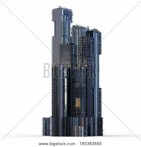 3d rendering black building on white background