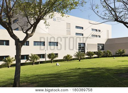 Elche Spain. March 30, 2017: Building corresponding to the Miguel Hernandez University of Elche in the province of