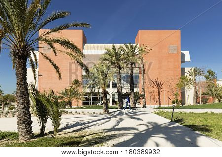 Elche Spain. March 30, 2017: Building corresponding to the Miguel Hernandez University of Elche in the province of