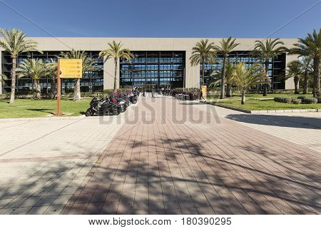 Elche Spain. March 30, 2017: Building corresponding to the Miguel Hernandez University of Elche in the province of