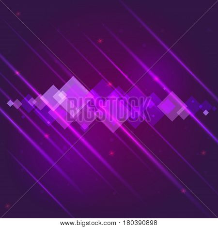 Abstract bright motion background with blurred light rays and lens flare. Dynamic digital, technology backdrop for breaking news or cover. Vector illustration.
