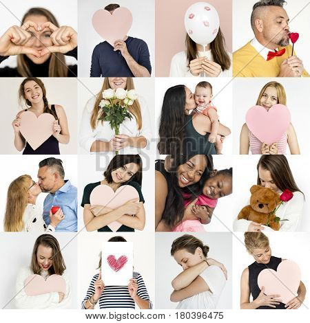 Set of Diversity People Love Smitten Feeling Studio Collage